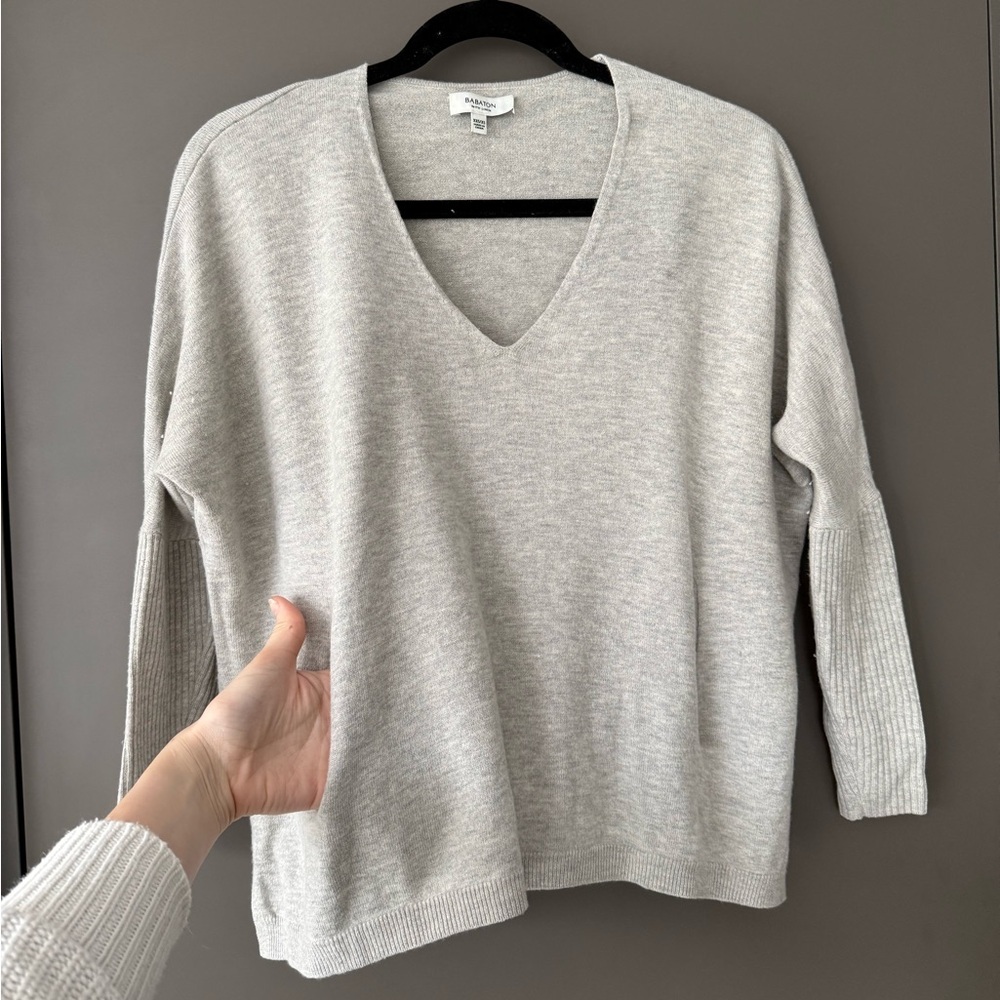 Babaton | Aritzia Grey V-Neck Sweater - Picture 5 of 11